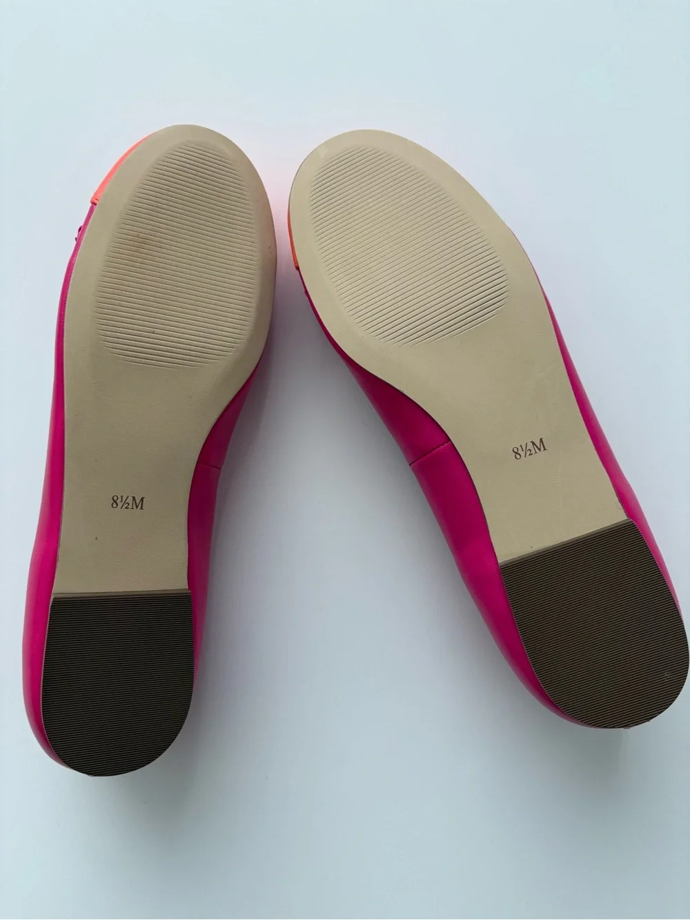 Talbots Pink Orange Colorblock  Leather Ballet Flats 8.5M NWOT